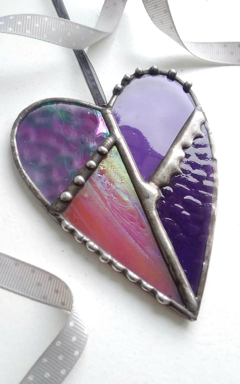 Stained Glass Heart - Purple