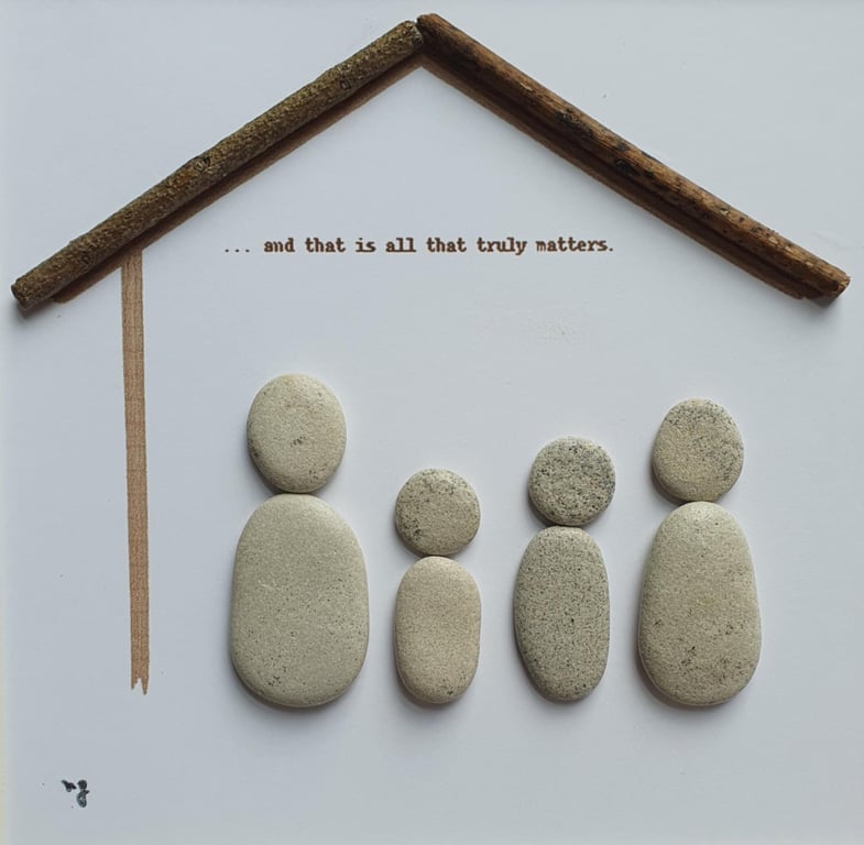 Parents and Children Gift Frame, Family Quote Pebble Art