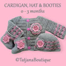 Crochet Pattern Baby Cardigan, Hat and Booties, Same Day Delivery PDF 95