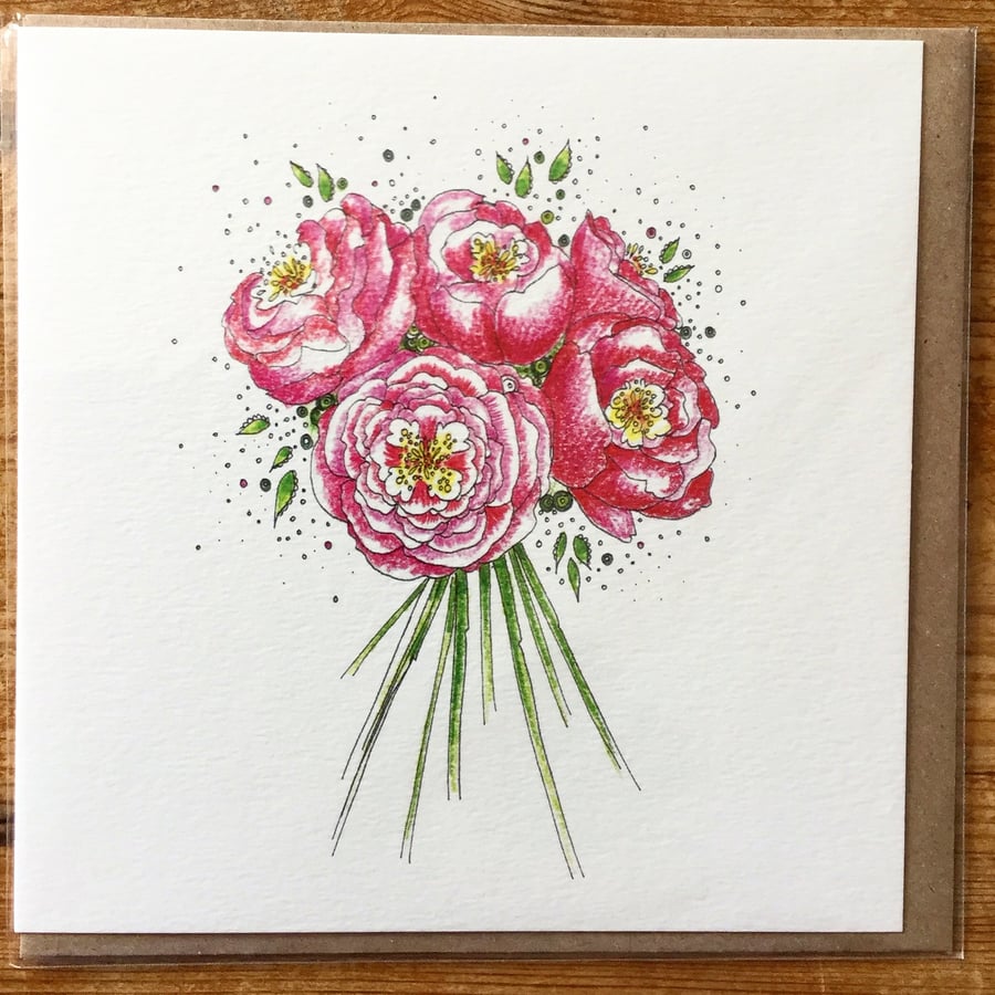 A bouquet of peonies  greeting card 