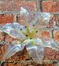 Handmade Fused Glass Lily Opaline White Stripe No 3 of 3.with Wall-mounting - Image 1