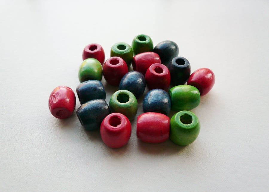 20  Wooden Drum Beads