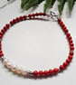 Bamboo Eco Coral & Freshwater Culture Pearls Sterling Silver Bracelet  - Image 4