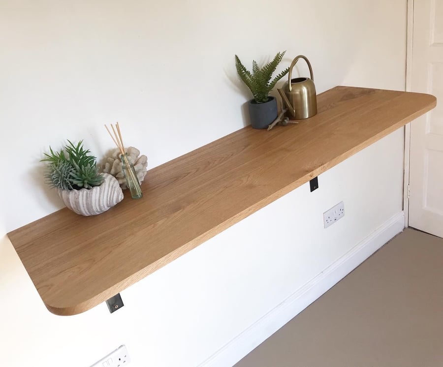 Solid oak wall mounted breakfast bar, home office Folksy