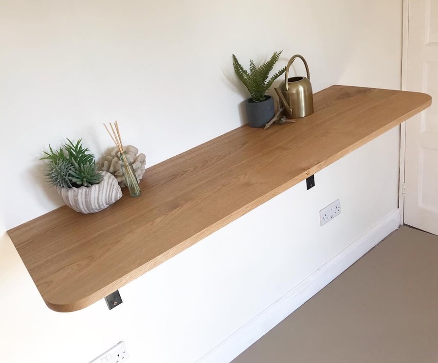 Solid oak wall mounted breakfast bar, home office
