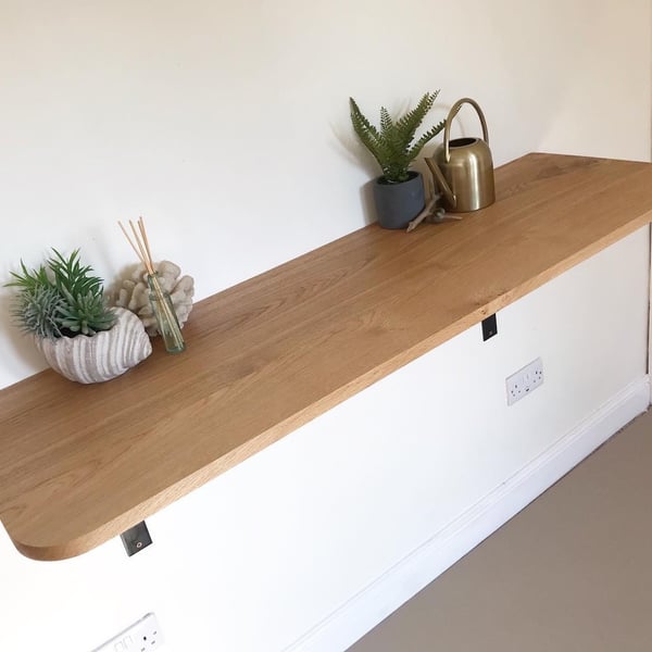 Solid oak wall mounted breakfast bar, home office