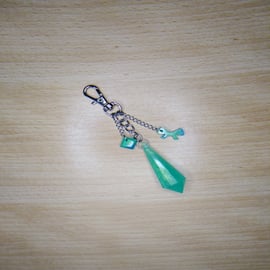 Green Shimmering Faux Crystal Bag Charm, Keyring