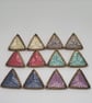 Handwoven 3D Triangle Stud Earrings - Beaded Geometric Earrings - Rose Pink