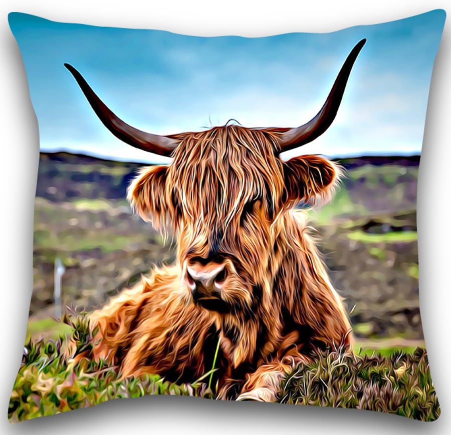 Highland Cow Cushion Highland Cow Pillow 