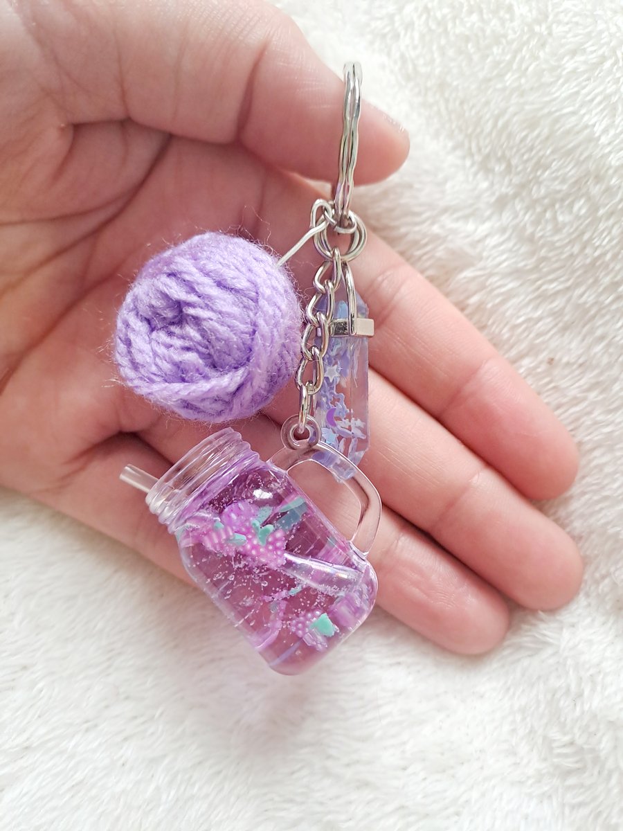 grape cocktail keyring with resin charms