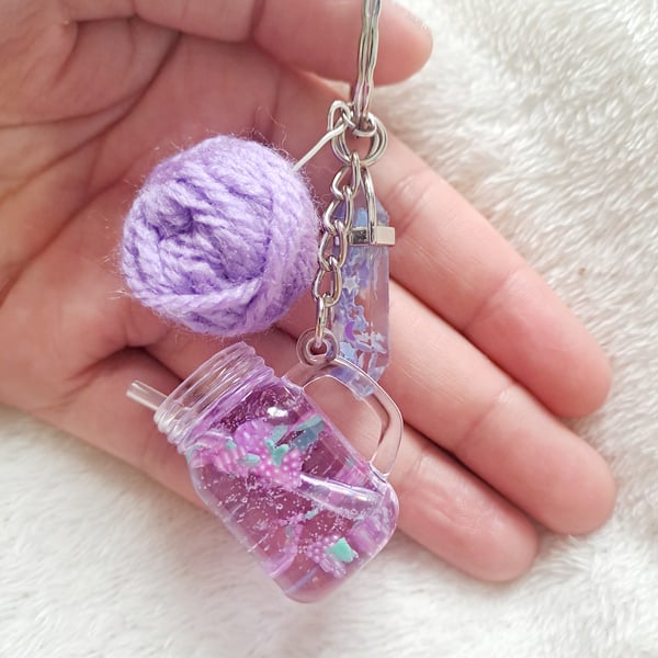 grape cocktail keyring with resin charms