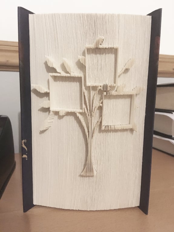 Family Tree Photo Frame CUT & FOLD Book Folding Pattern - EMAILED PDF PATTERN