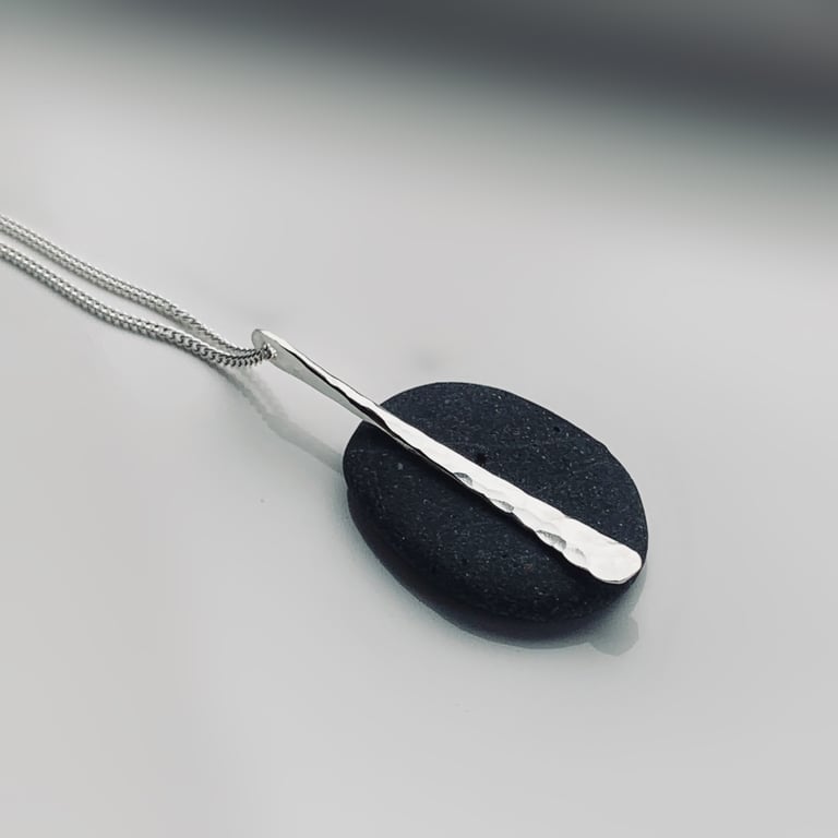 SILVER HAMMERED DIMPLE Textured Recycled HANDMADE Sterling Silver Pendant