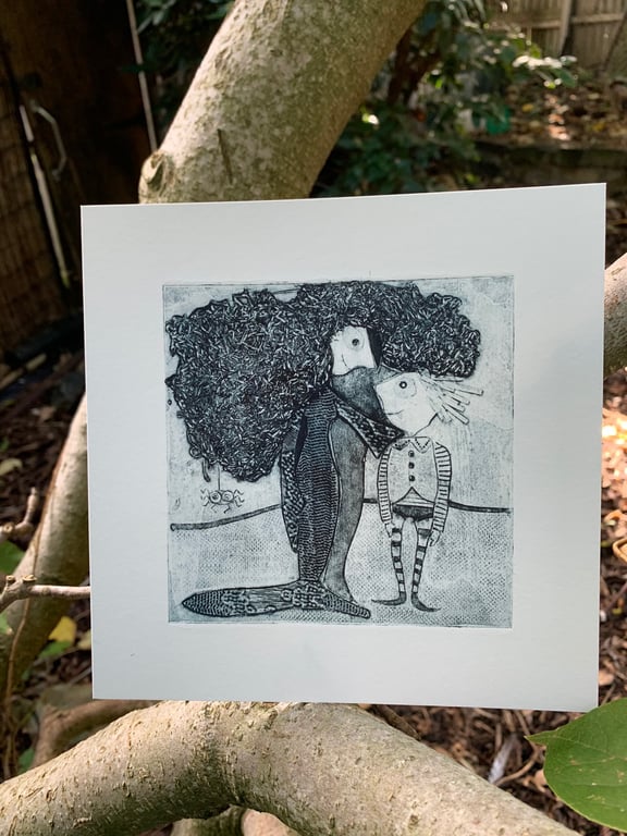 Mothers Little Pride and Joy -  Original Collagraph Print