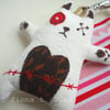 embroidered zombie kitten - brown