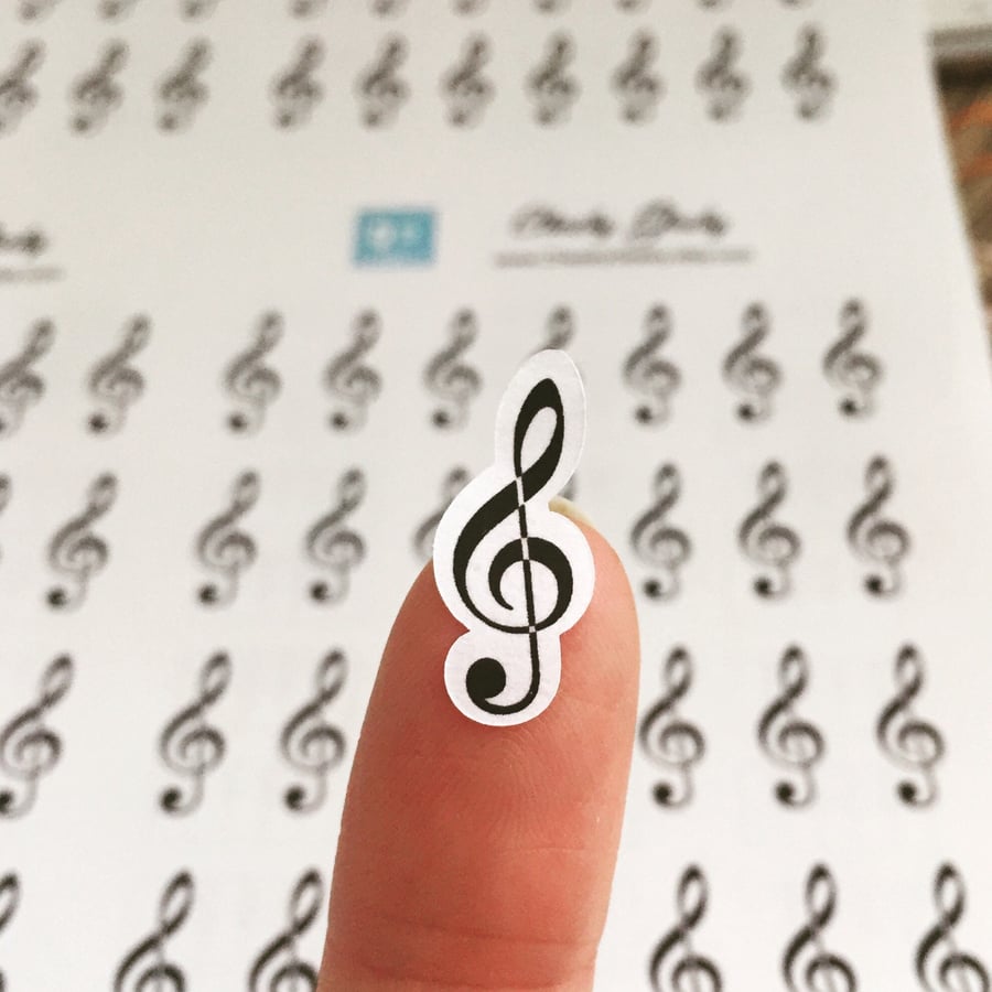 Treble clef stickers, recycled paper stickers for your music journal