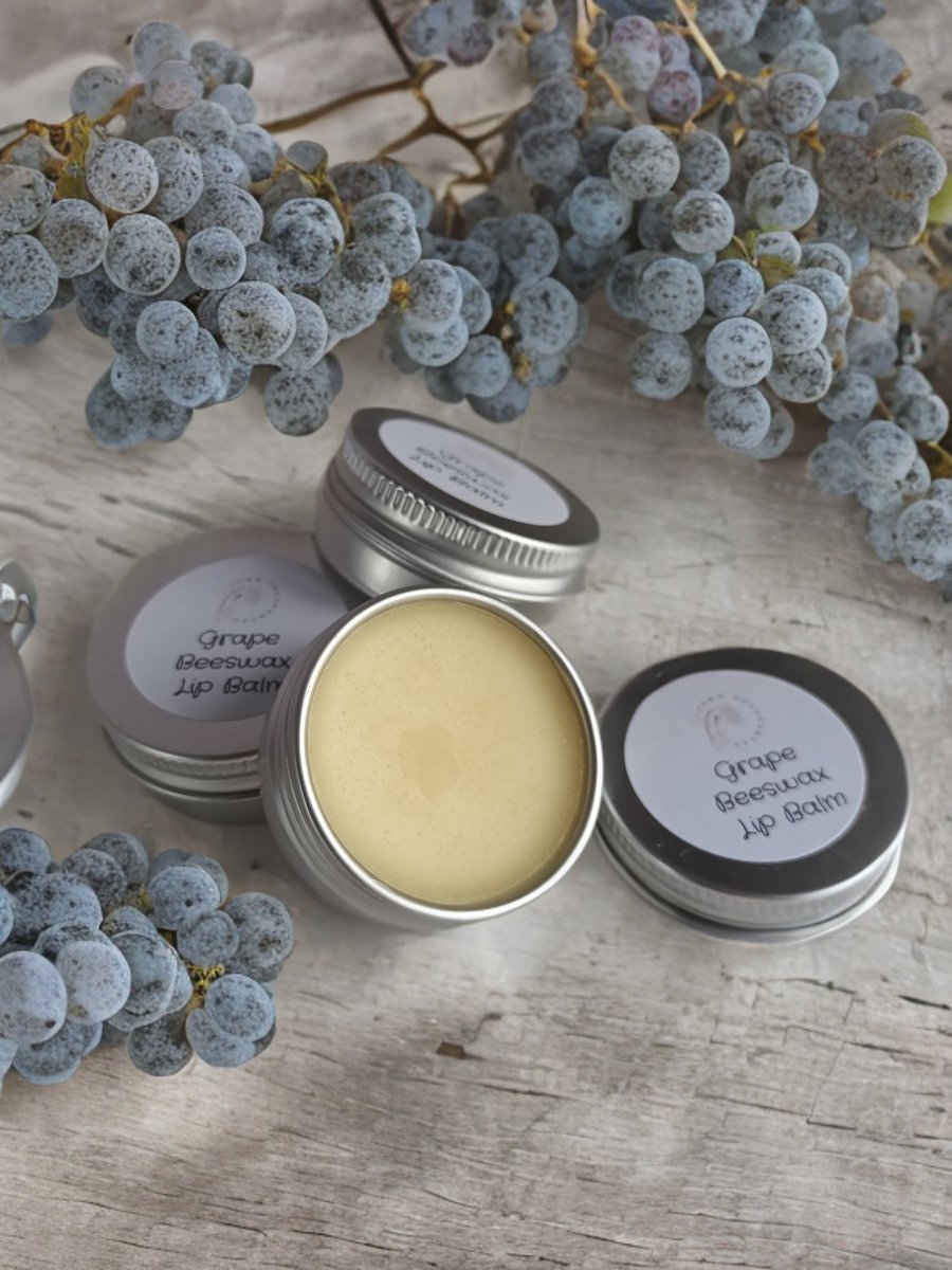 Grape Flavoured Beeswax Lip Balm Tin Made With Shea Butter And Sweet Almond Oil