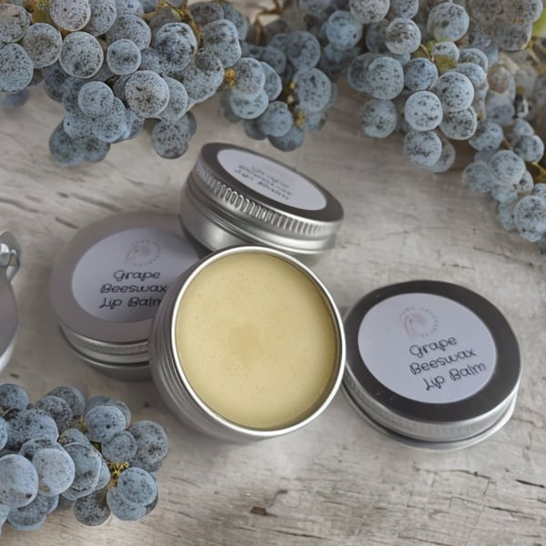 Grape Flavoured Beeswax Lip Balm Tin Made With Shea Butter And Sweet Almond Oil