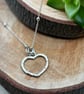 Small Sterling Silver Hammer Finished Heart Pendant Necklace - Image 2