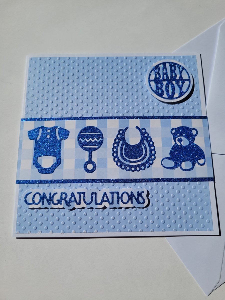  New Baby Boy Congratulations Card in Blue