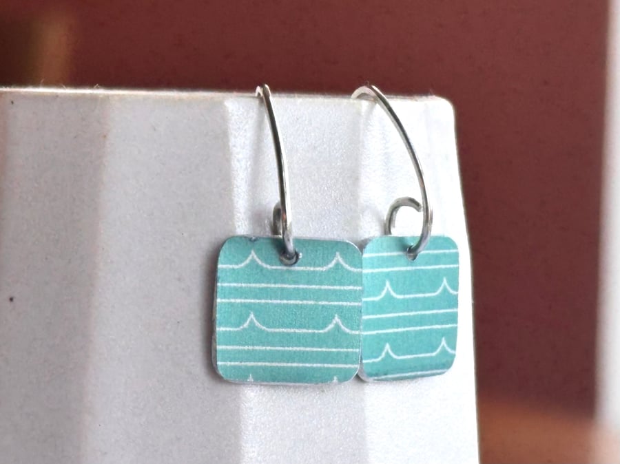 Mint square drop earrings