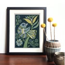 Blue and Green Bird in a Tree