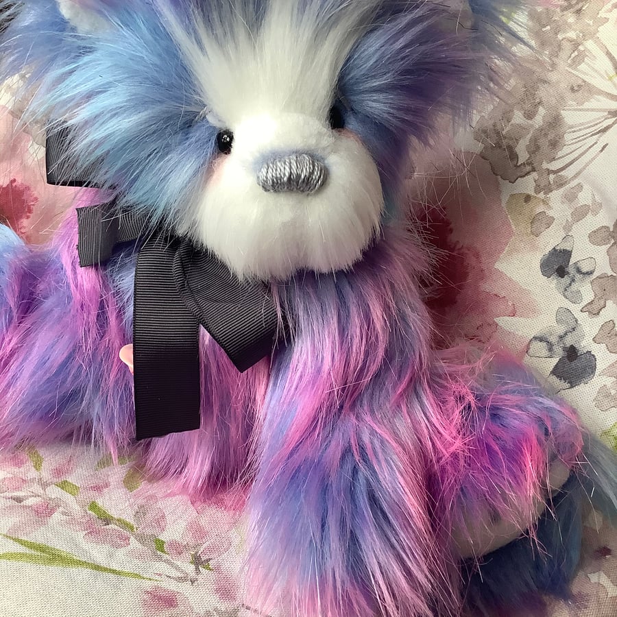 Neptune, Galaxy theme snuggly bear, hand sewn collectible teddy bear 