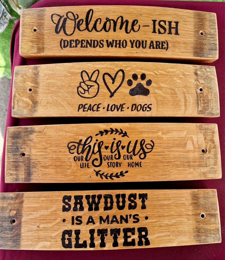 Personalised Whisky barrel stave sign