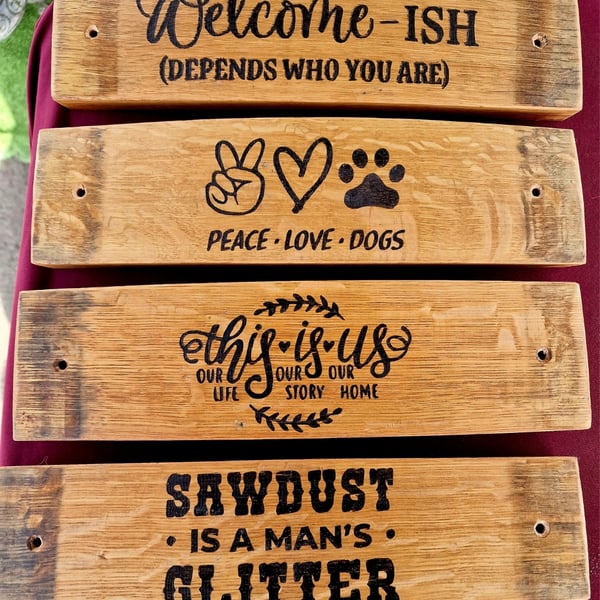 Personalised Whisky barrel stave sign