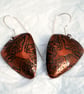 Crow Triangle Shape Copper and Silver Earrings - Image 2