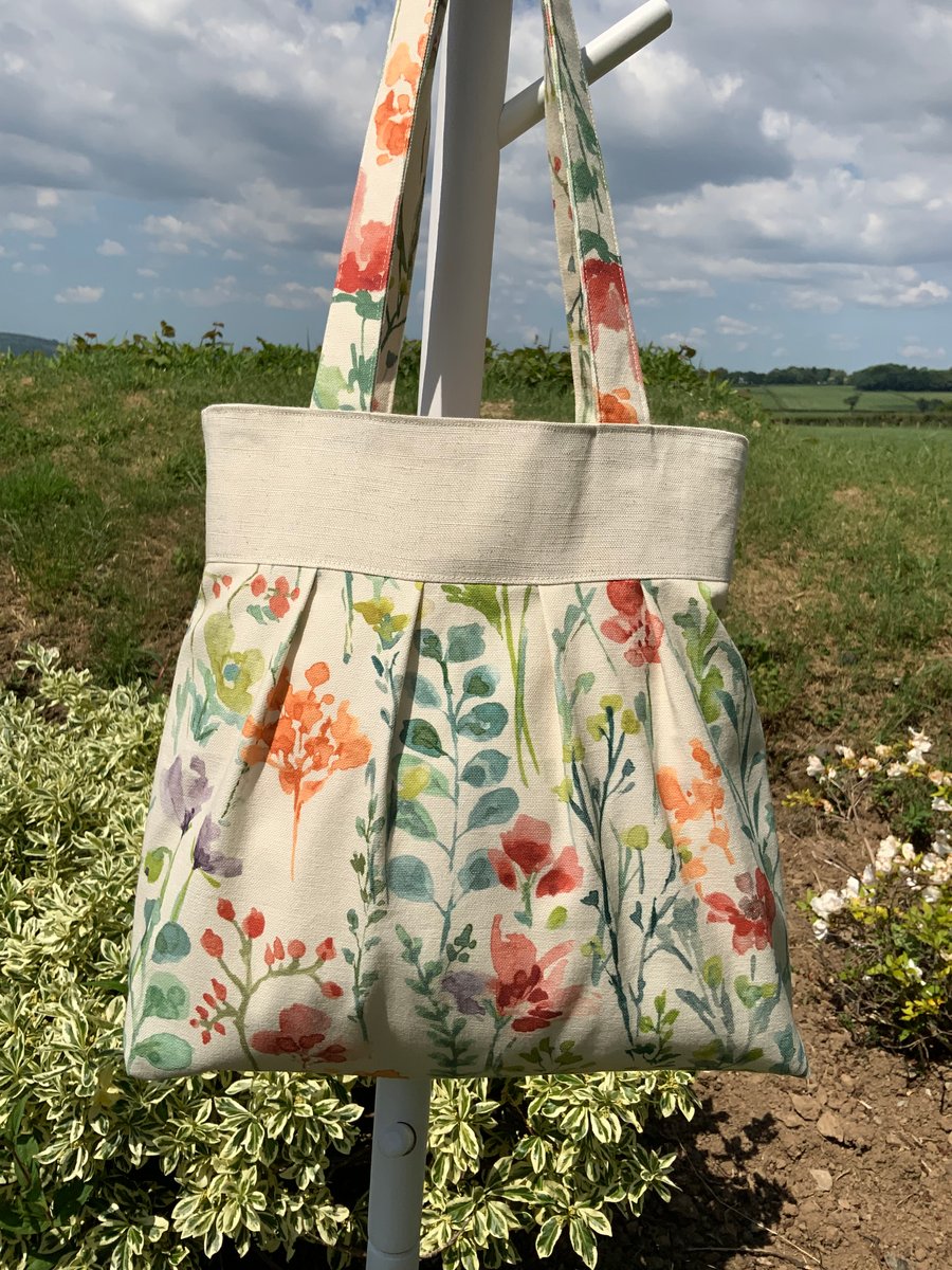 Tote Bag, Pleated Tote Bag, Linen, Hand Bag, Day Bag, Handmade Bag