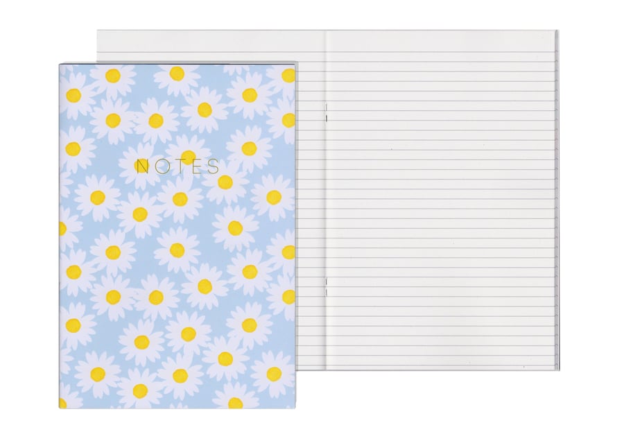 Lined Pages A5 Notebook - Daisy