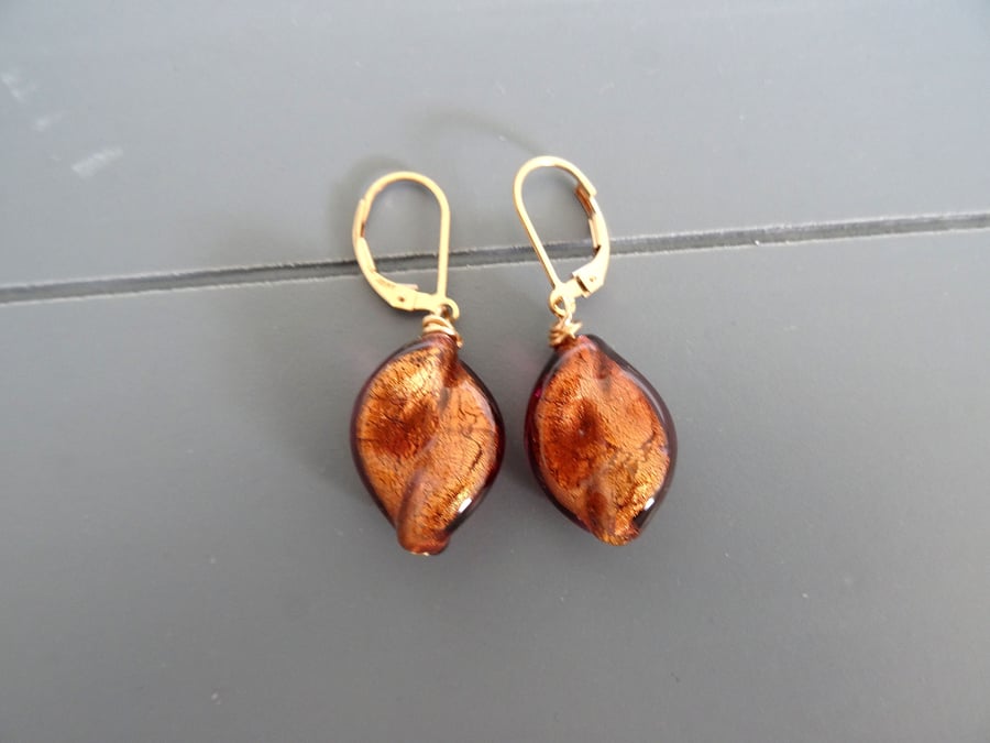 14ct Gold Fill and Murano Glass Earrings