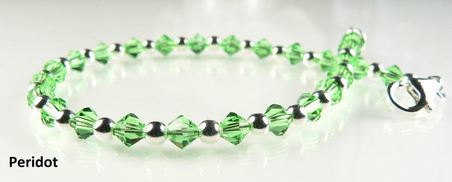 Preciosa Czech glass beaded bracelet, lobster clasp, sterling silver, 3 colours