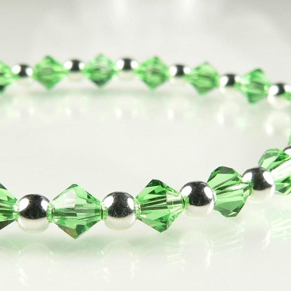 Preciosa Czech glass beaded bracelet, lobster clasp, sterling silver, 3 colours