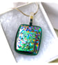 Dichroic Glass Pendant 268 Emerald Sparkle Compact silver plated chain - Image 5