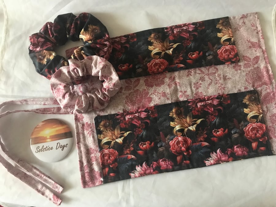 Make Up Brush Roll and Scrunchie Set