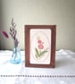 Hand Embroidered Pink Flower Card – Vintage Style Handmade Greeting Card 