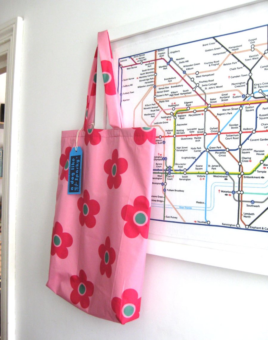Large Flower Print Bag, Shower-Proof, Summer Holiday Tote. One of a kind