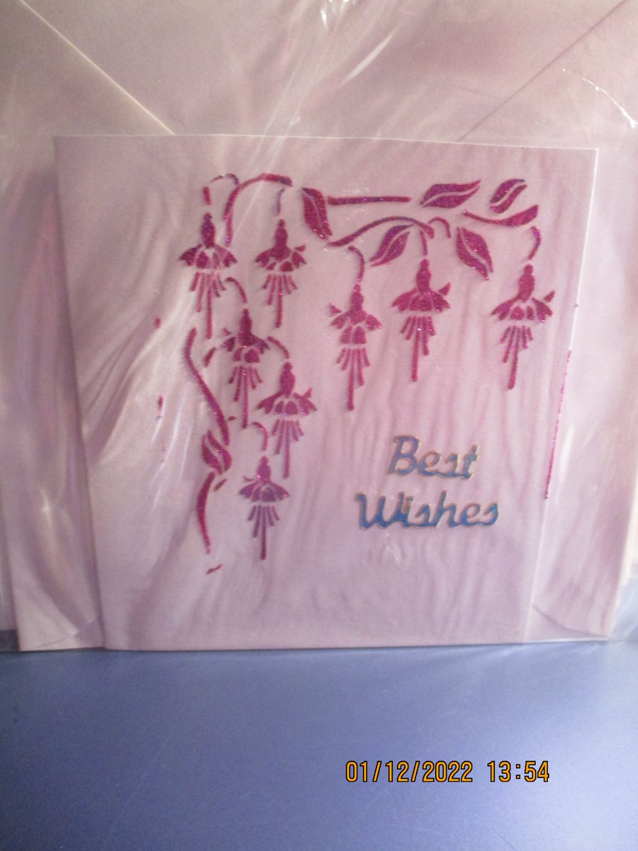 Best Wishes Fuchsia Card