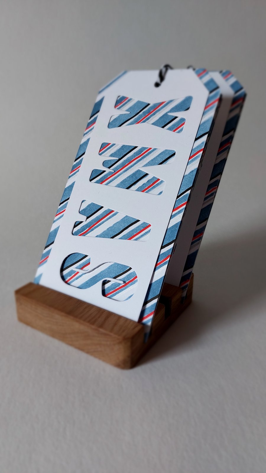 Christmas gift tag set - Blue Candy Striped (XMAS -NOEL)