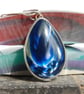 navy and silver shimmer bowlerite pendant