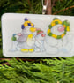 Unique Handmade Christmas Card with Artisan Fused Glass Snowman Family Tree 