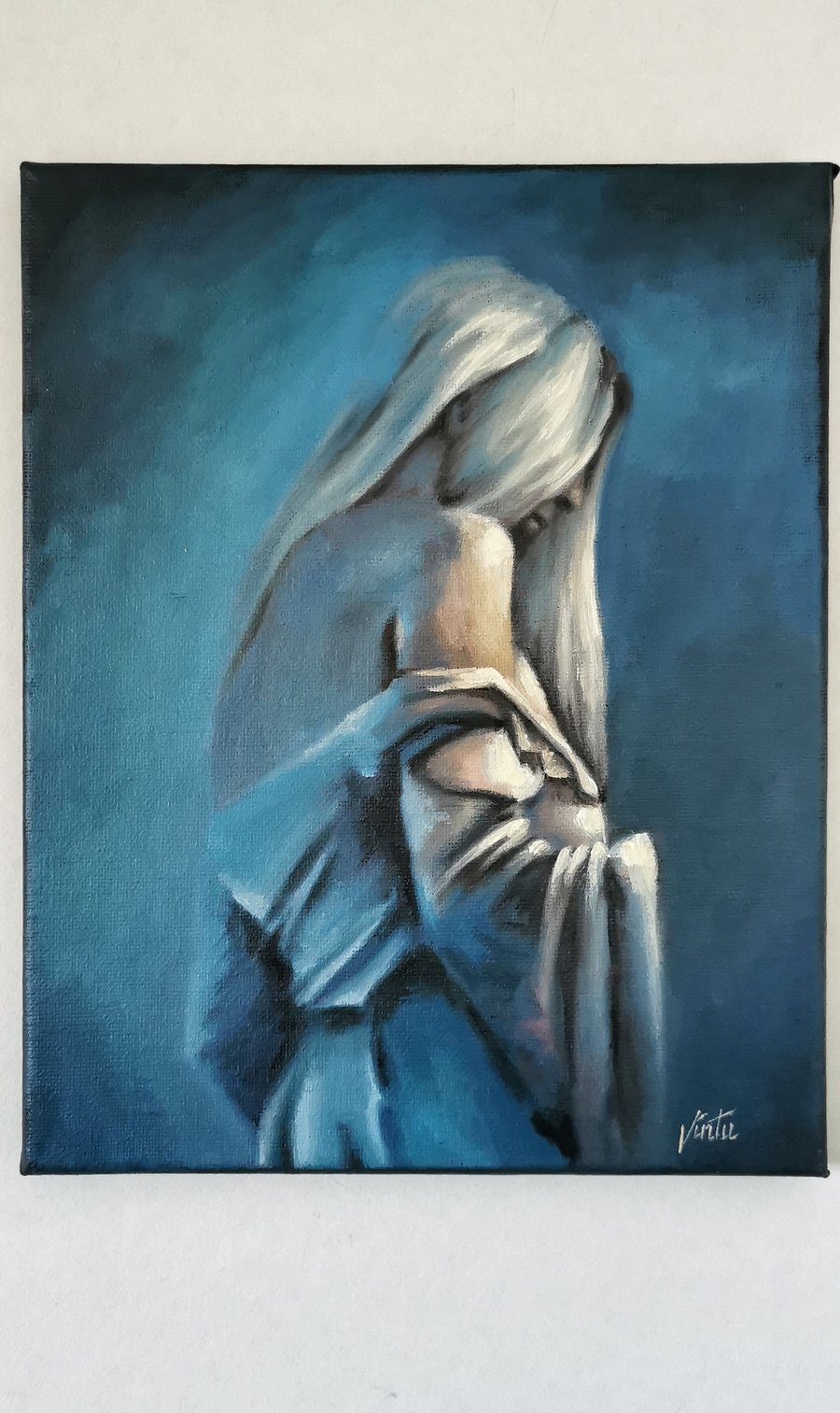 Original oil Painting Woman girl Portrait Modern Sensual art stretched nude 