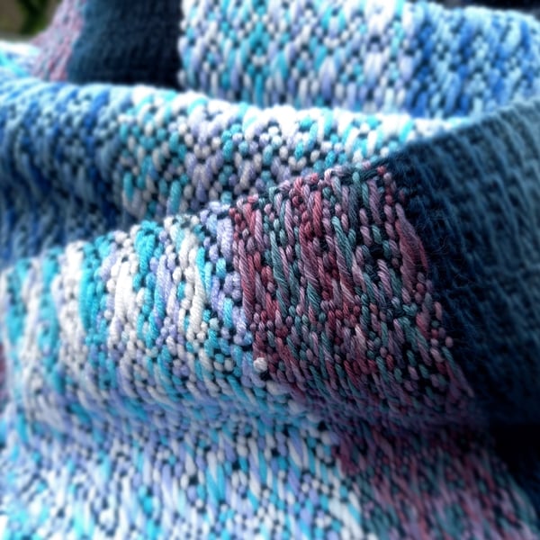 Blue Waves Handwoven Scarf