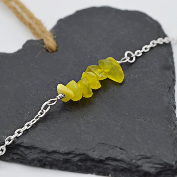 Yellow Jade Dainty Bar Bracelet - Free Postage