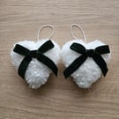 Fluffy White Hanging Hearts 