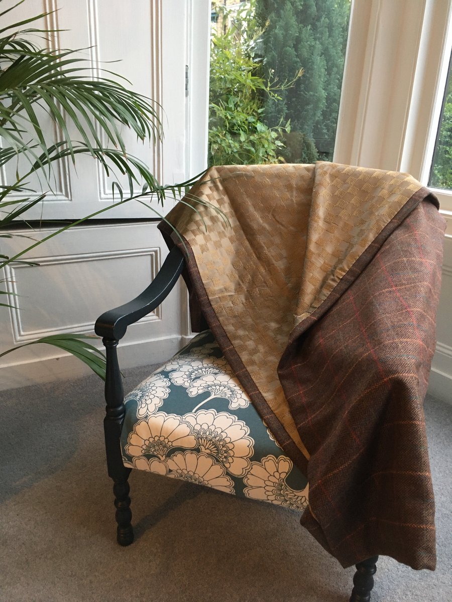 Luxury Shetland tweed and silk throw