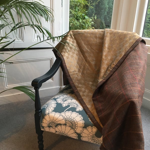 Luxury Shetland tweed and silk throw
