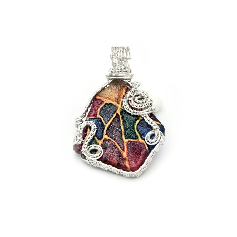 Gaui inspired pendant, multicoloured glass pendant